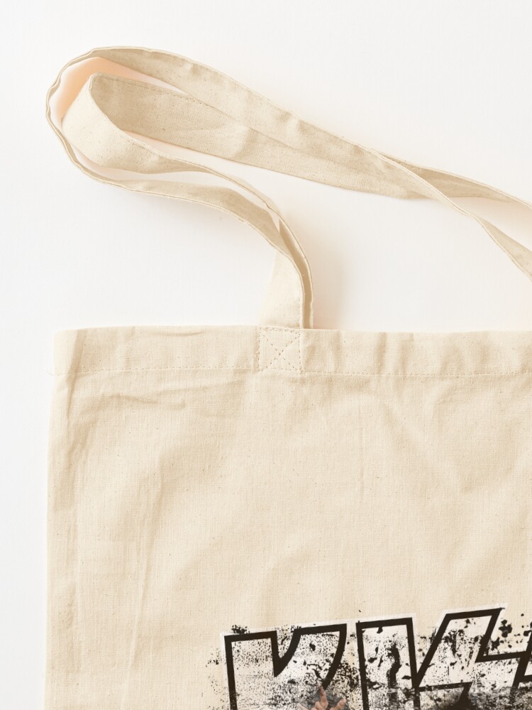 Alternate view of KISS rock music band - Black White Effect Logo and All Membersk music band Tote Bag