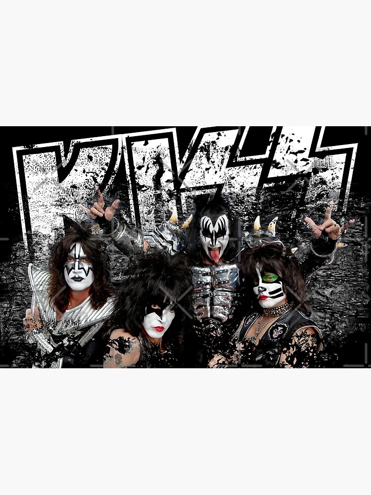 KISS rock music band - Black White Effect Logo and All Membersk music band by musmus76