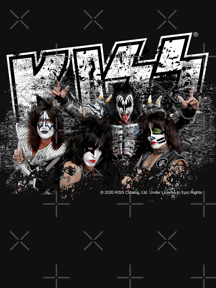 KISS rock music band - Black White Effect Logo and All Membersk music band by musmus76