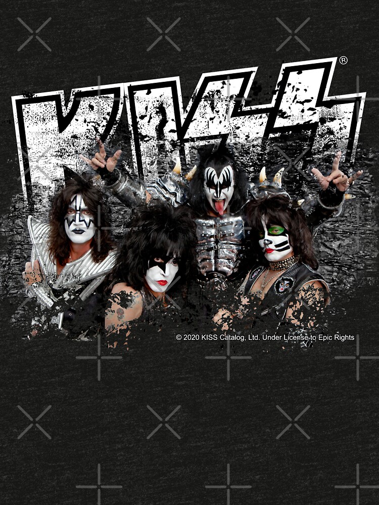 KISS rock music band - Black White Effect Logo and All Membersk music band by musmus76