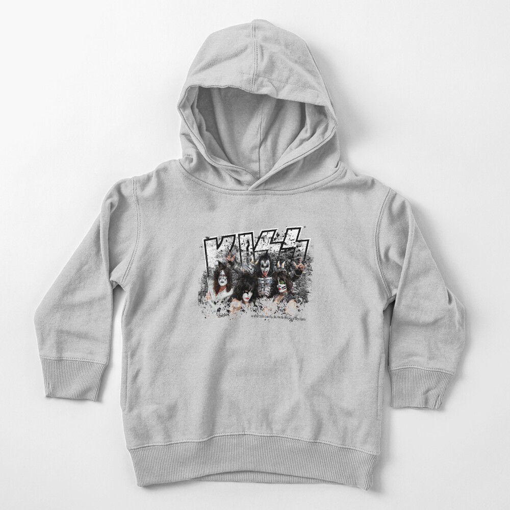 KISS rock music band - Black White Effect Logo and All Membersk music band Toddler Pullover Hoodie