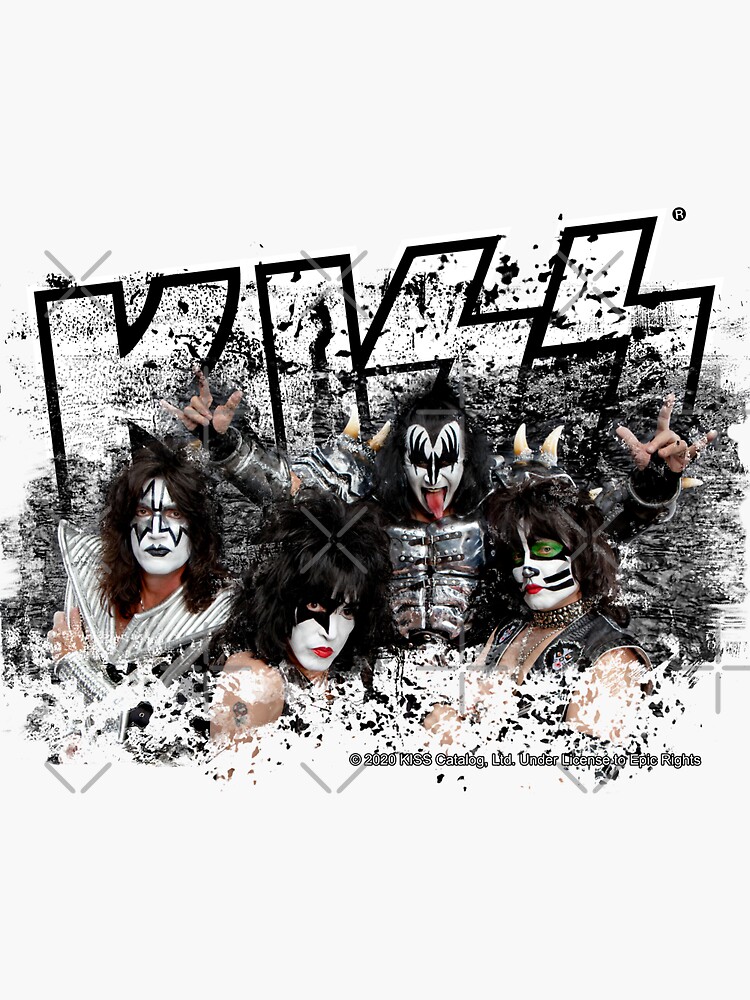 KISS rock music band - Black White Effect Logo and All Membersk music band by musmus76
