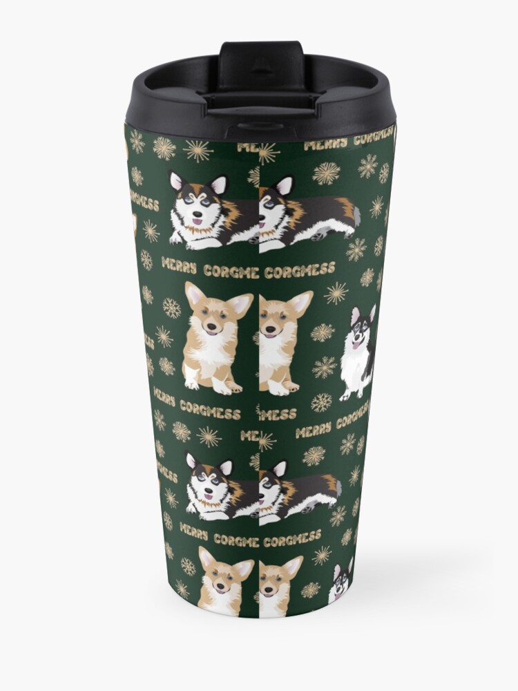 Alternate view of Merry Corgmess - green Travel Mug