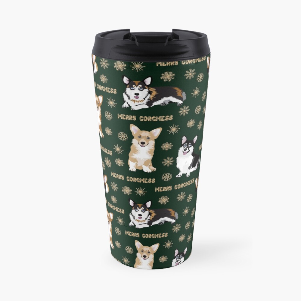 Merry Corgmess - green Travel Mug