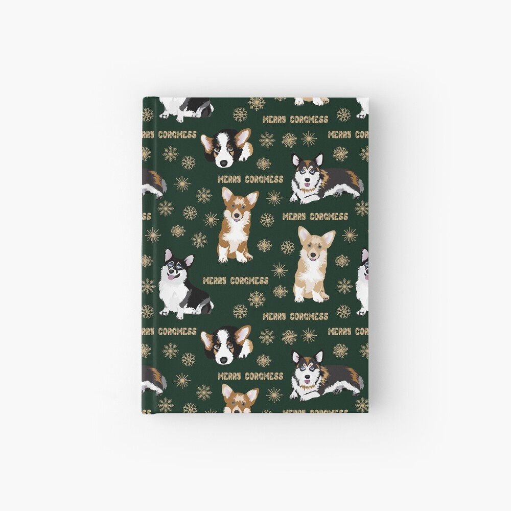 Merry Corgmess - green Hardcover Journal
