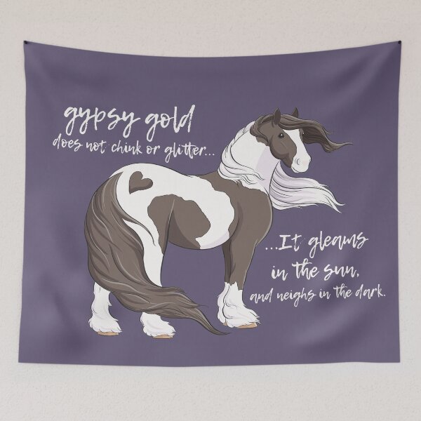 Item preview, Gypsy horse saying - gypsy gold - gypsy vanner cob horse black and white piebald  designed and sold by Whimsicolourart.