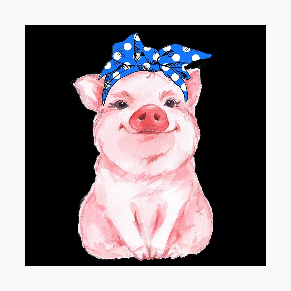 Cute Pig Wearing a Head Scarf Bandana" Poster Neolithic15 |