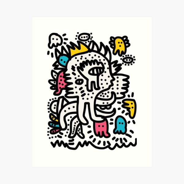 Cool Funk Colored Ghost Graffiti Art Print