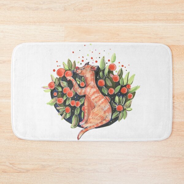 Item preview, kind pet ginger cat in tangerines illustration with markers and pencils designed and sold by InessArt.