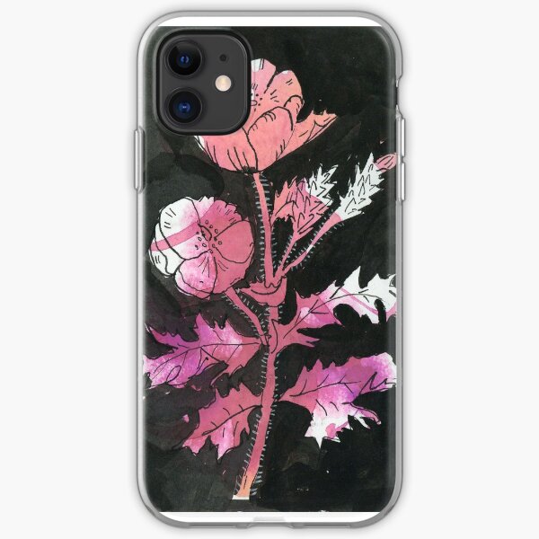 EXOTIC FLOWER STEM pink watercolour iPhone Soft Case