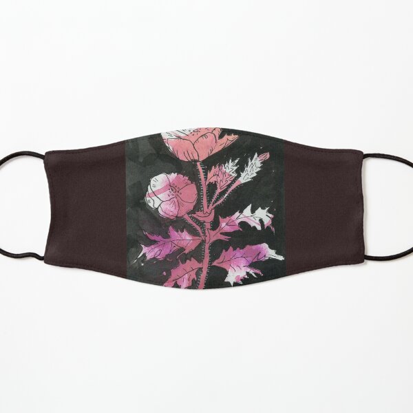 EXOTIC FLOWER STEM pink watercolour Kids Mask