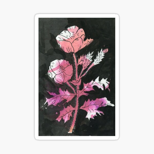 EXOTIC FLOWER STEM pink watercolour Sticker