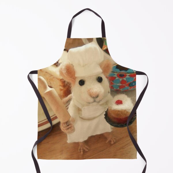 Item preview, Mouse chef with cake, needle felt sculpture  designed and sold by moonbrushwood.