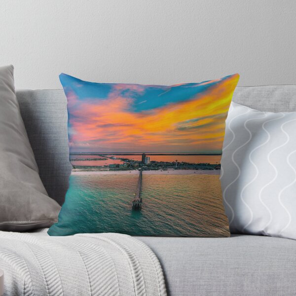 Pier Sunrise Throw Pillow