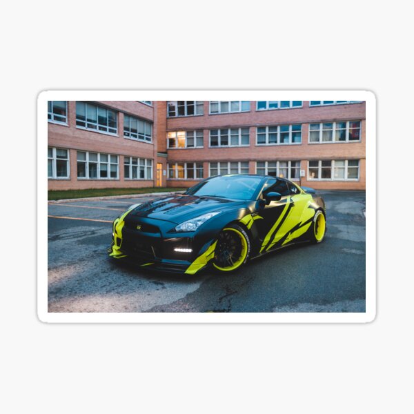 two men in masks with a white nissan gtr r36 Art Board Print for