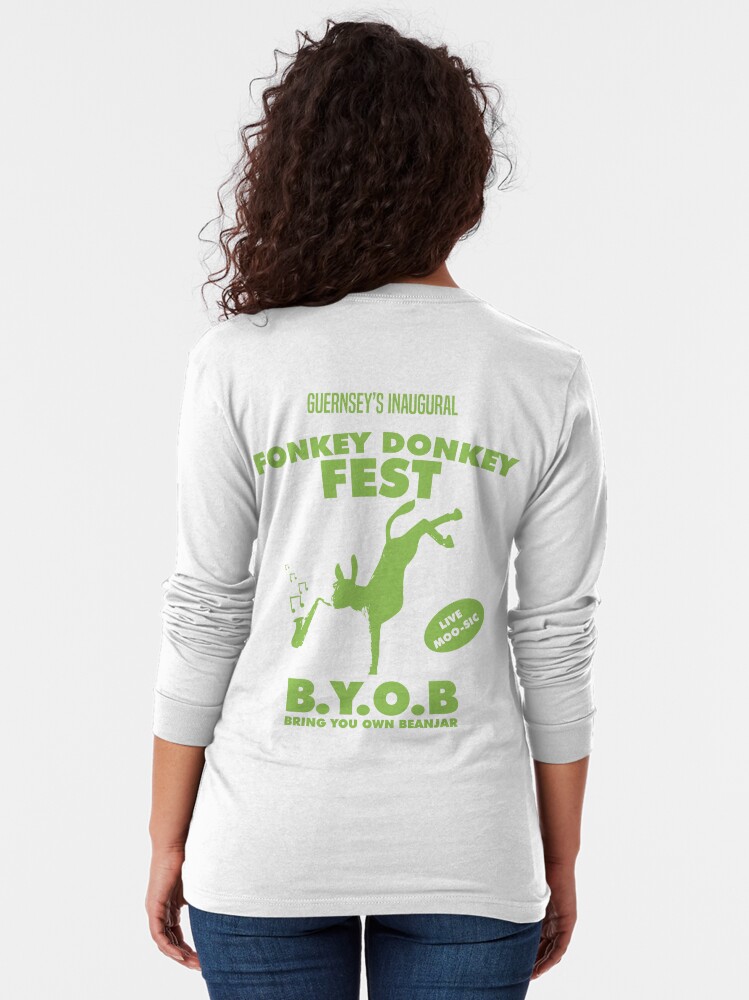 Alternate view of Fonkey Donkey - Green Long Sleeve T-Shirt