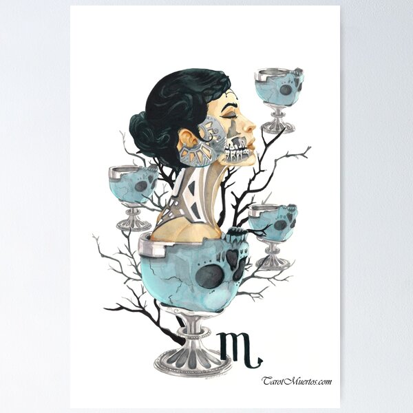 Item preview, Four of Grails - Cuatro de Grails designed and sold by tarotmuertos.