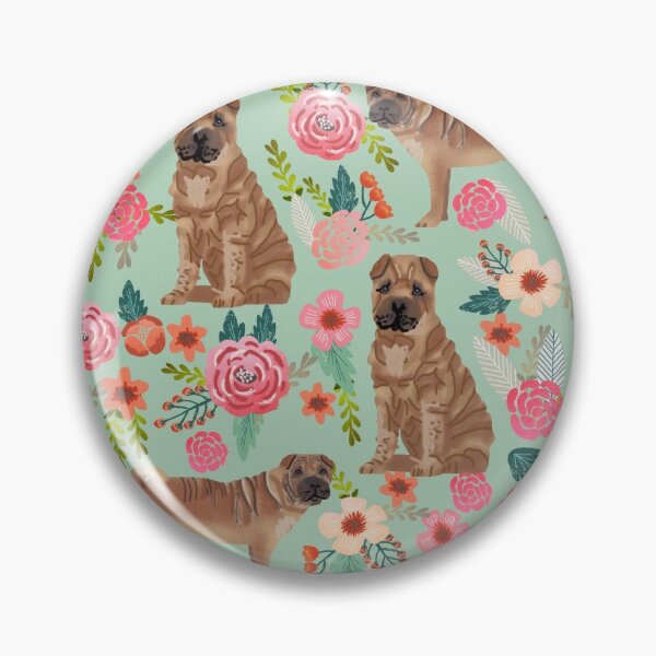 Item preview, sharpei dog floral - vintage florals, floral pet, cute dog, sharpei  designed and sold by PetFriendly.