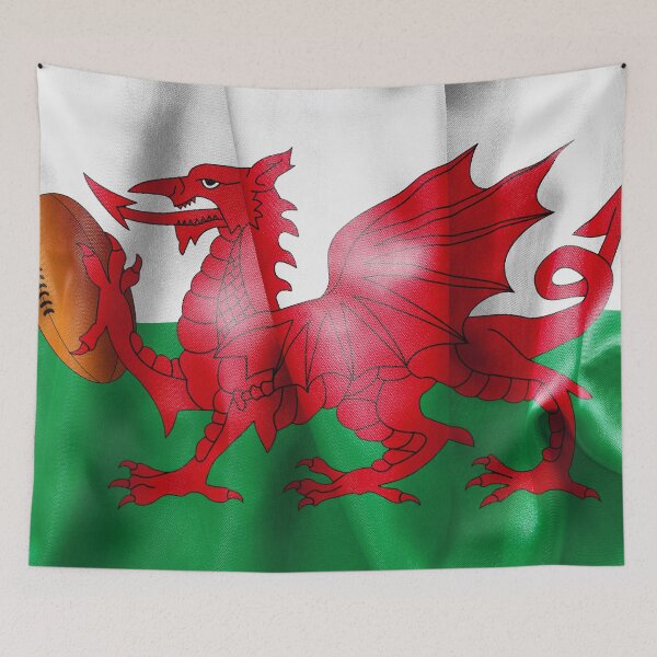 Item preview, Welsh Dragon Rugby Ball Flag designed and sold by MarkUK97.