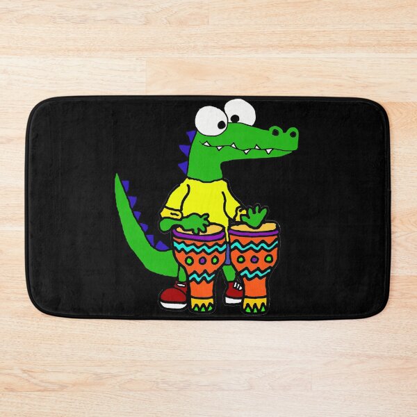 Item preview, Funny Crocodile Playing Bongo Drums Cartoon designed and sold by Nature's Fancy.