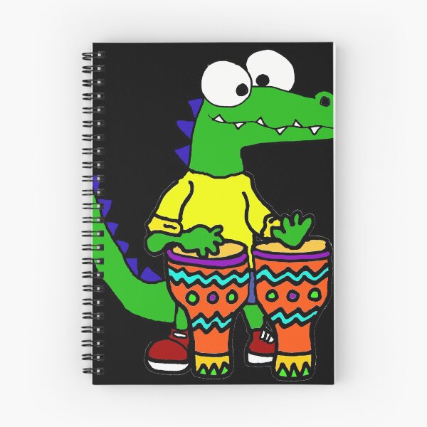 Item preview, Funny Crocodile Playing Bongo Drums Cartoon designed and sold by Nature's Fancy.