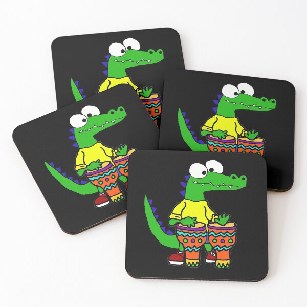 Item preview, Funny Crocodile Playing Bongo Drums Cartoon designed and sold by Nature's Fancy.