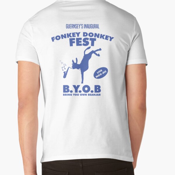 Fonkey Donkey - Blue V-Neck T-Shirt