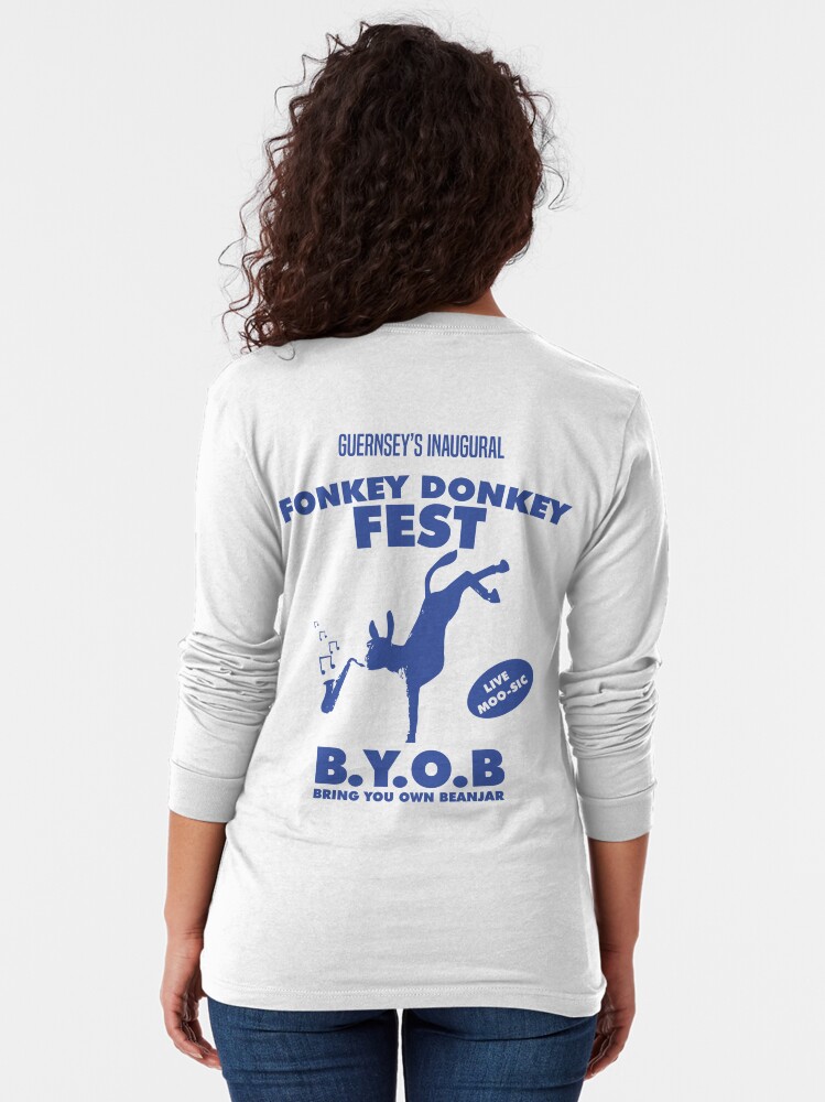 Thumbnail 2 of 5, Long Sleeve T-Shirt, Fonkey Donkey - Blue designed and sold by The Guern.
