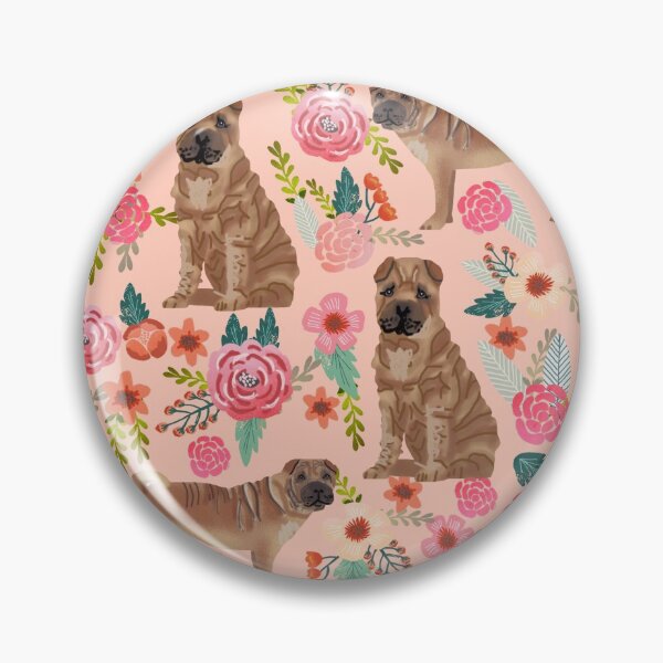 Item preview, sharpei dog floral - vintage florals, floral pet, cute dog, sharpei  designed and sold by PetFriendly.