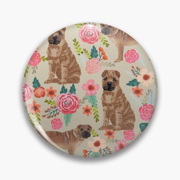 Item preview, sharpei dog floral - vintage florals, floral pet, cute dog, sharpei  designed and sold by PetFriendly.