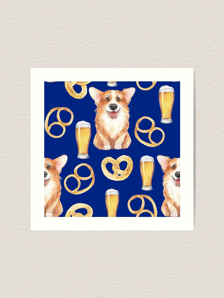 Alternate view of Corgi on Original Bavarian Oktoberfest Art Print