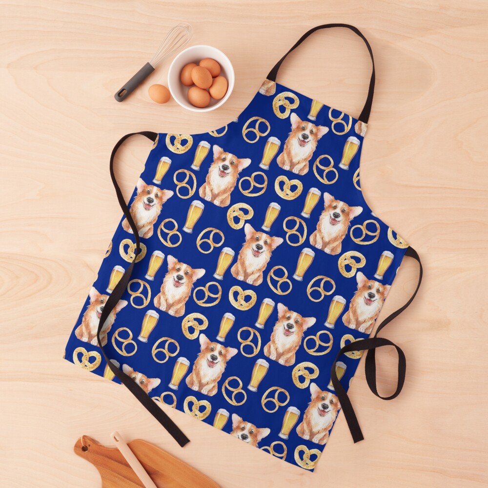 Corgi on Original Bavarian Oktoberfest Apron