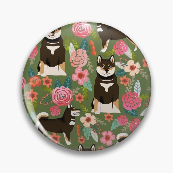 Item preview, black and tan shiba inu dog floral - vintage florals, floral pet, cute dog, shiba, doge designed and sold by PetFriendly.