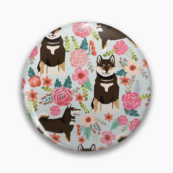 Item preview, black and tan shiba inu dog floral - vintage florals, floral pet, cute dog, shiba, doge designed and sold by PetFriendly.