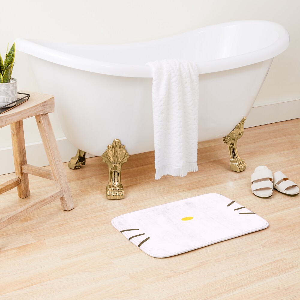Cute Pink Kitty Whiskers Bath Mat