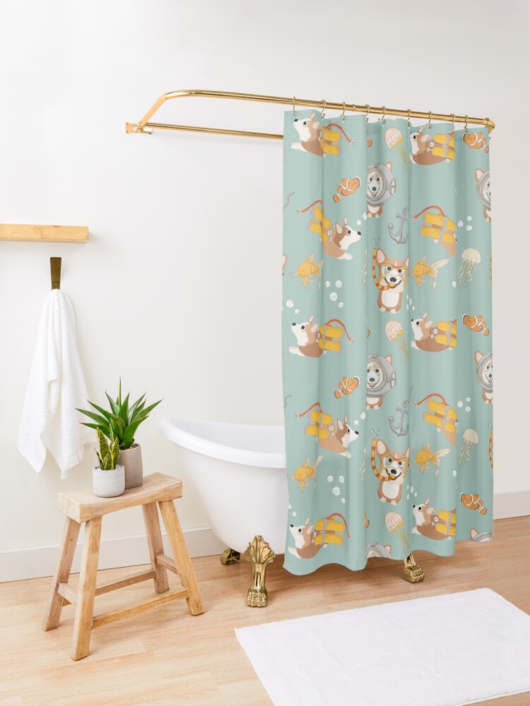 Alternate view of My Corgi World - Majesty Pembroke - Cute welsh cardigan corgis are diving Shower Curtain