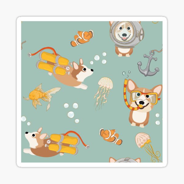 My Corgi World - Majesty Pembroke - Cute welsh cardigan corgis are diving Sticker