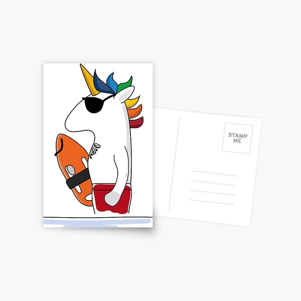 Bademeister Einhorn Postkarte