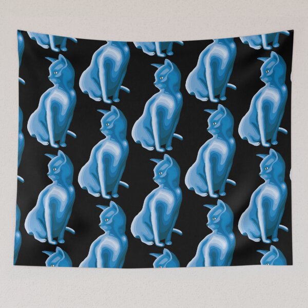 Item preview, Cat Contour Line Art - Icy Blue designed and sold by yellowkats.
