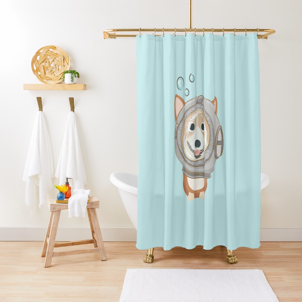 My Corgi World - Majesty Pembroke - Cute welsh cardigan corgis is diving Shower Curtain