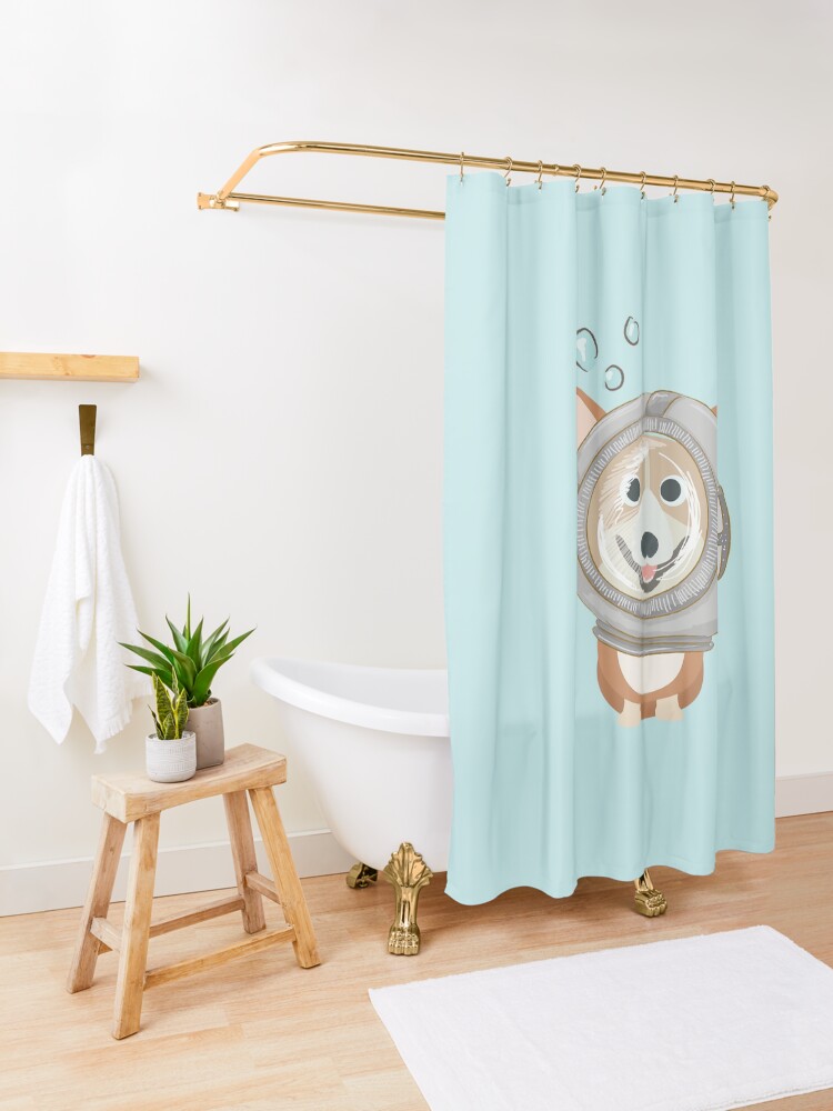Alternate view of My Corgi World - Majesty Pembroke - Cute welsh cardigan corgis is diving Shower Curtain