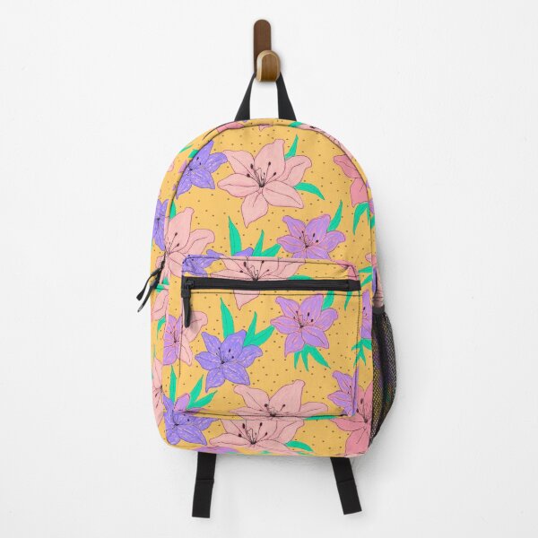 Item preview, Lily flowers in pattern with yellow background designed and sold by IlustraDeni.