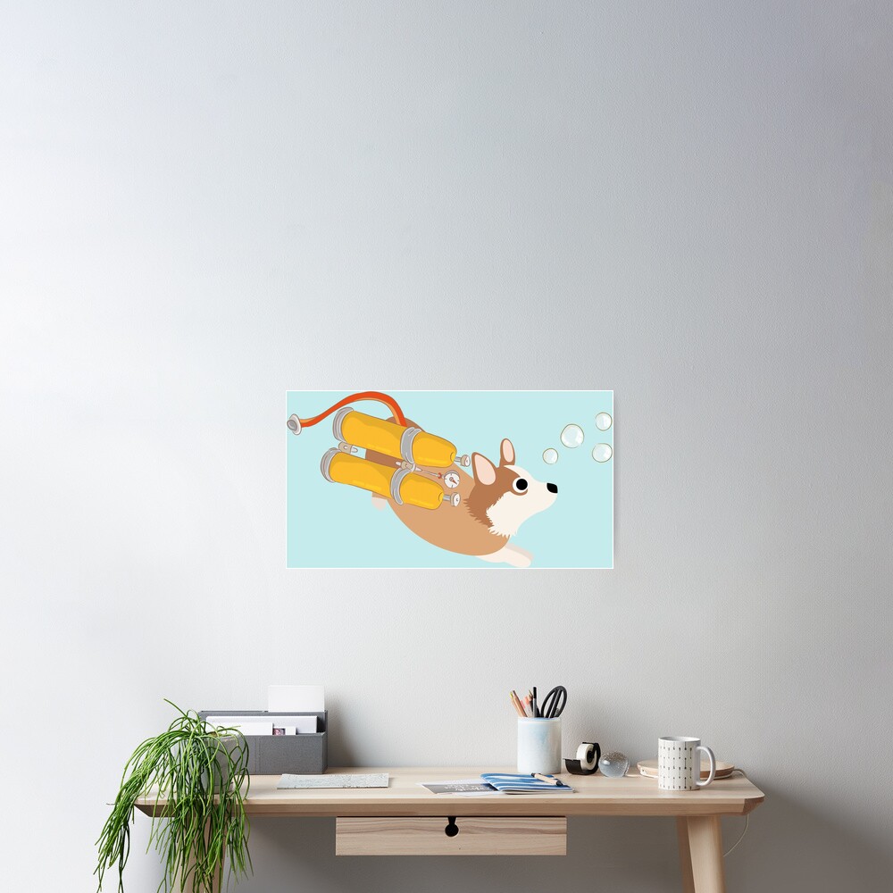 My Corgi World - Majesty Pembroke - Cute welsh cardigan corgis is diving II Poster