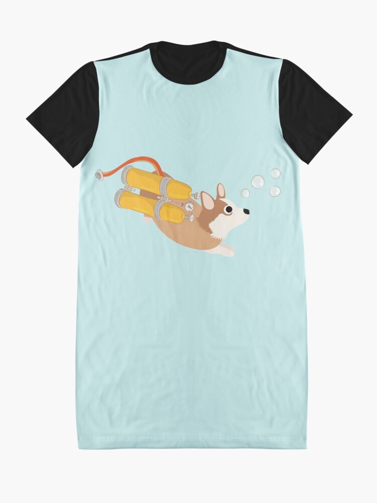 Alternate view of My Corgi World - Majesty Pembroke - Cute welsh cardigan corgis is diving II Graphic T-Shirt Dress