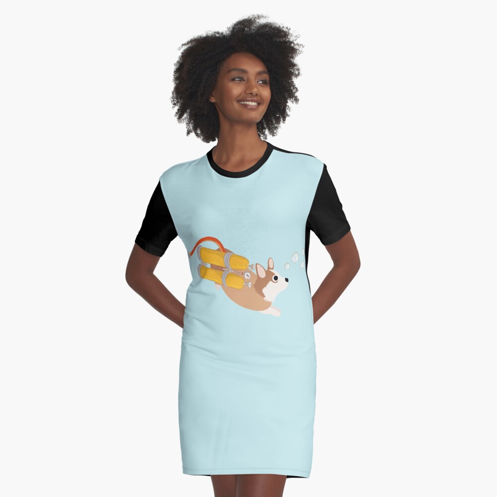 My Corgi World - Majesty Pembroke - Cute welsh cardigan corgis is diving II Graphic T-Shirt Dress