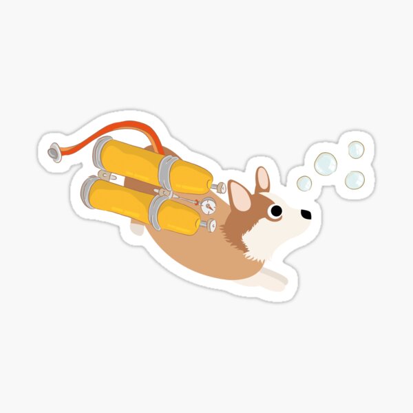 My Corgi World - Majesty Pembroke - Cute welsh cardigan corgis is diving II Sticker