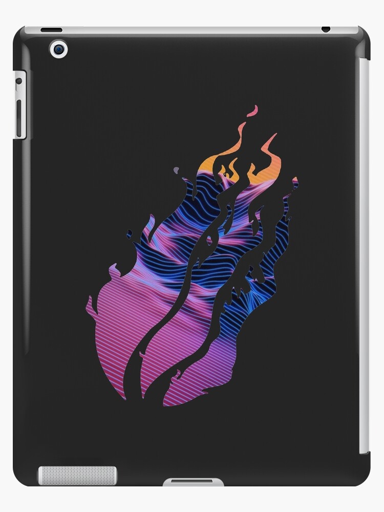 Retro Neon Vaporwave Style Fire Flames With Fluorescent Lines Ipad Case Skin By Stinkpad Redbubble - roblox battle royale roblox fortnite gameplay youtube