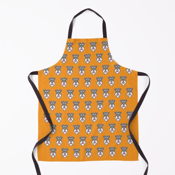 Salt & Pepper schnauzer pattern on orange background Apron
