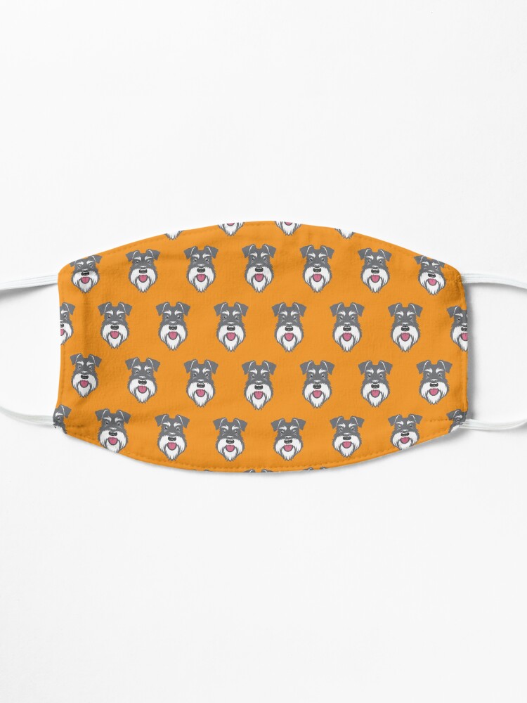 Alternate view of Salt & Pepper schnauzer pattern on orange background Mask