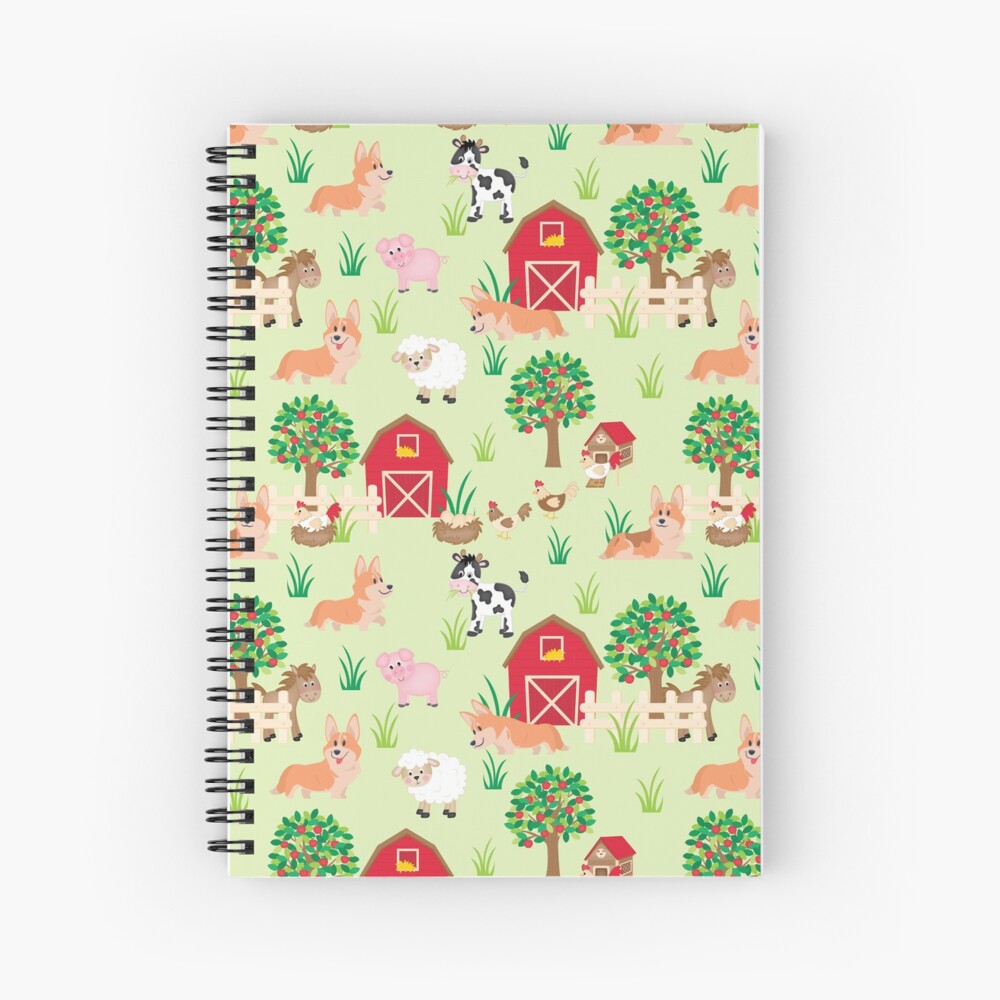 corgis on the farm Spiral Notebook